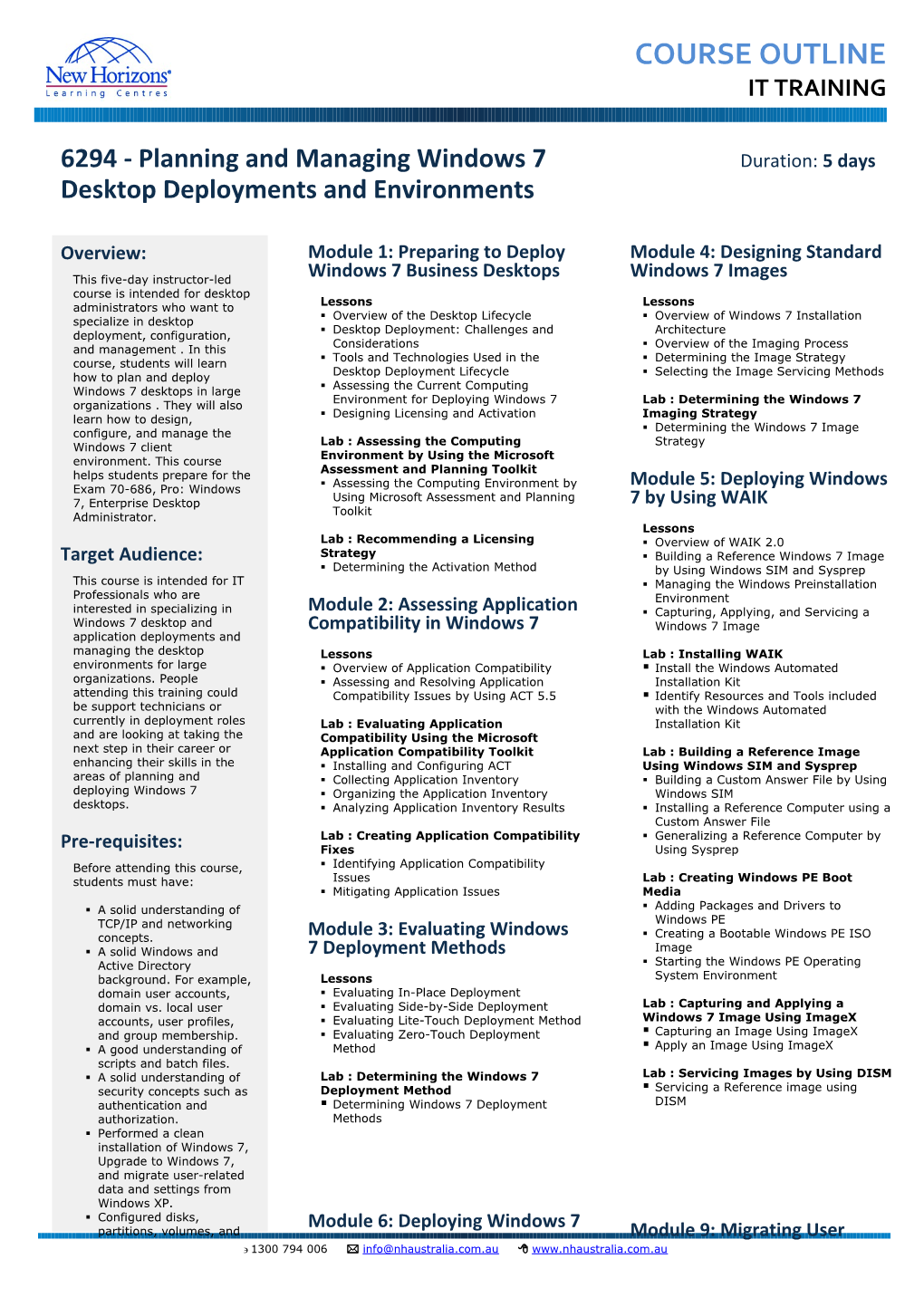 New Horizons Courseware Outlines s6