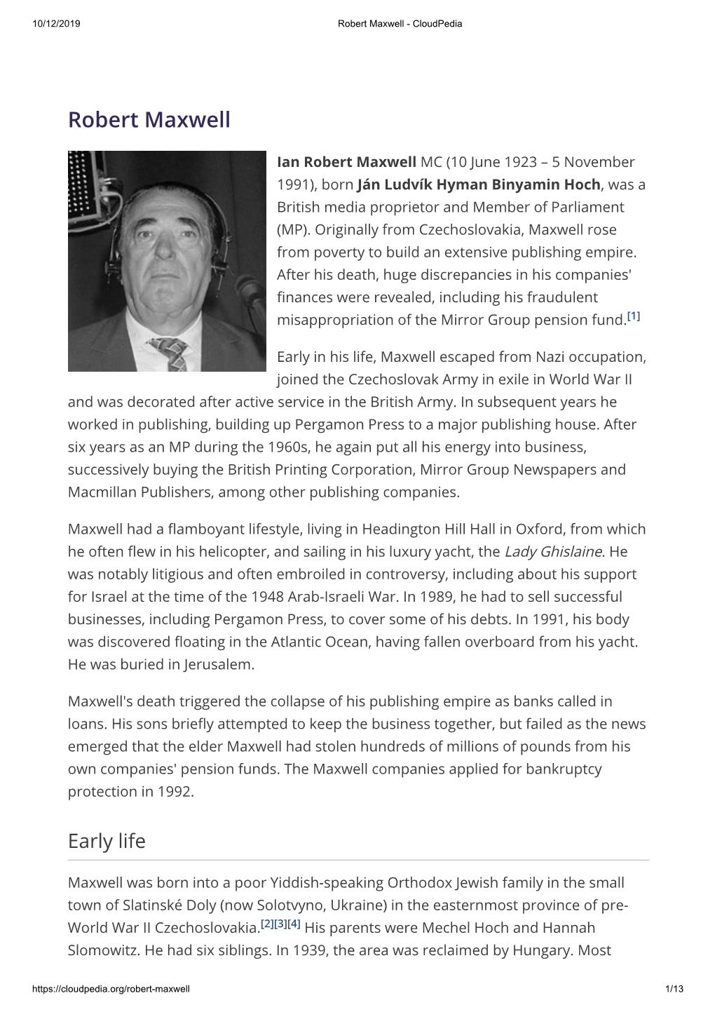 Robert Maxwell - Cloudpedia