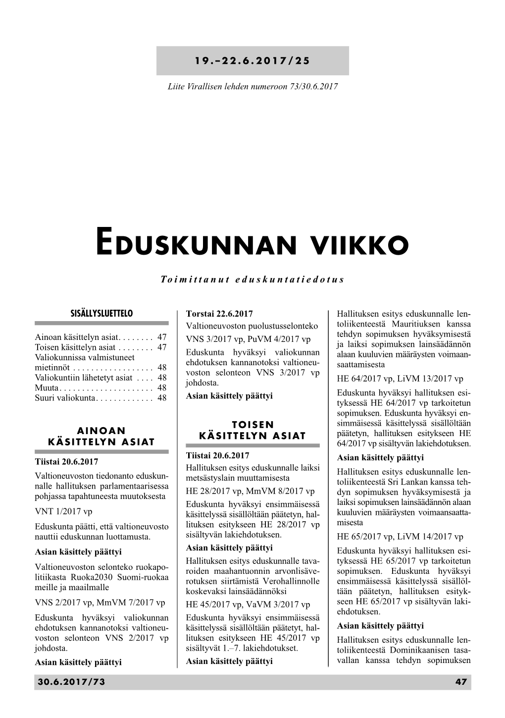 Eduskunnan Viikko