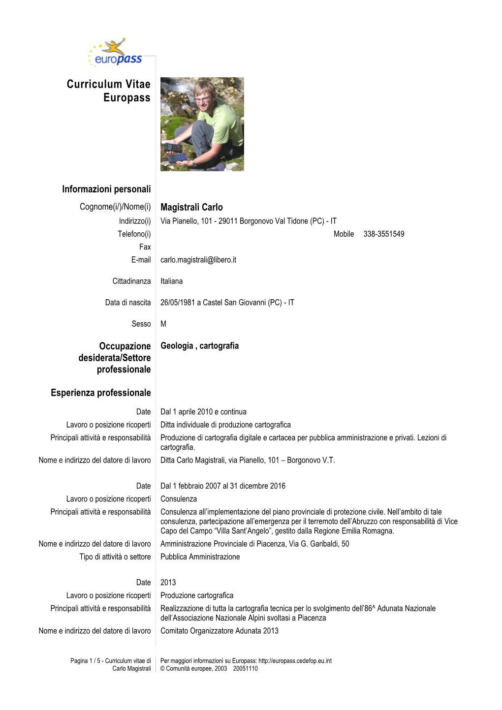 Curriculum Vitae Europass