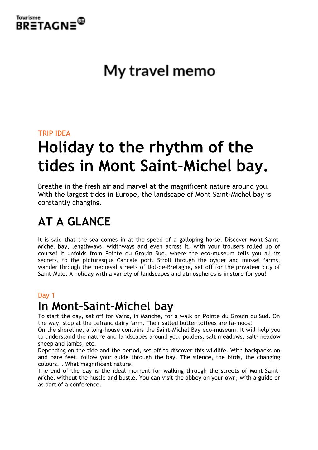 Holiday to the Rhythm of the Tides in Mont Saint-Michel Bay