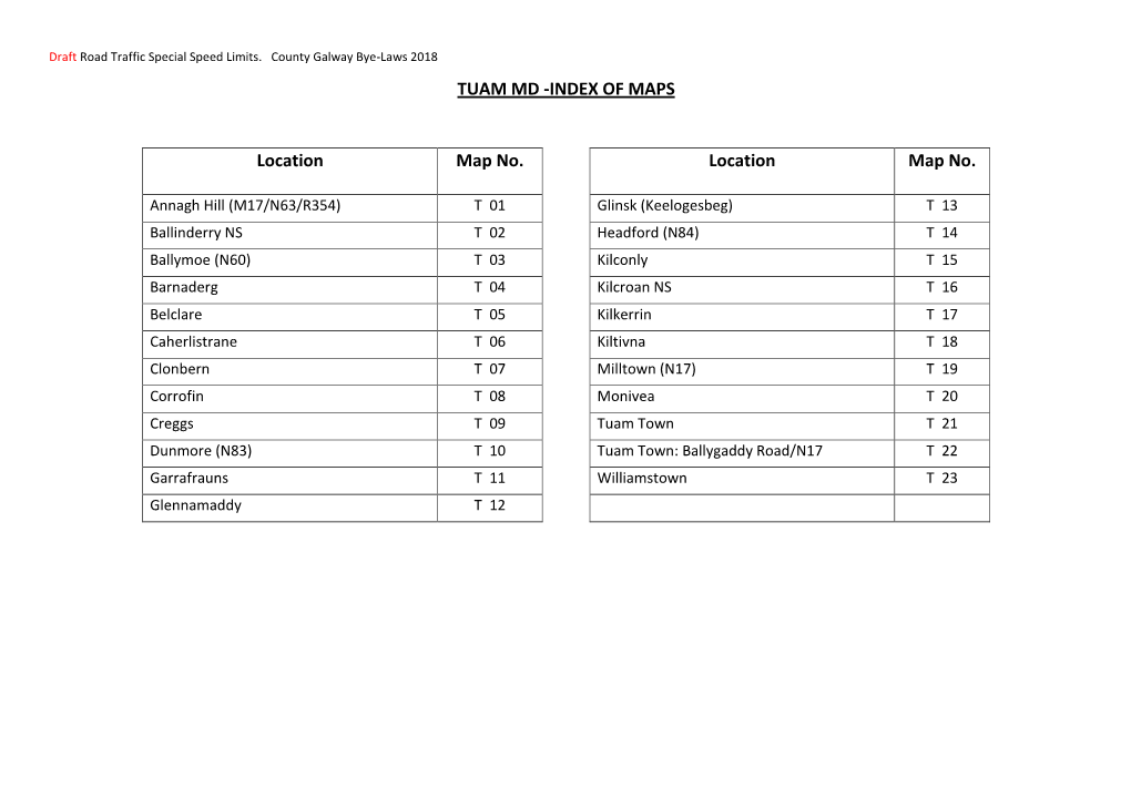 Tuam Municipal District – Maps