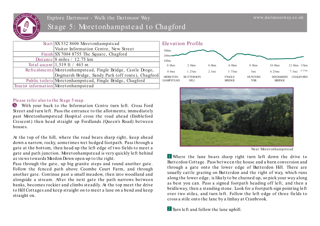 Moretonhampstead to Chagford W K U W