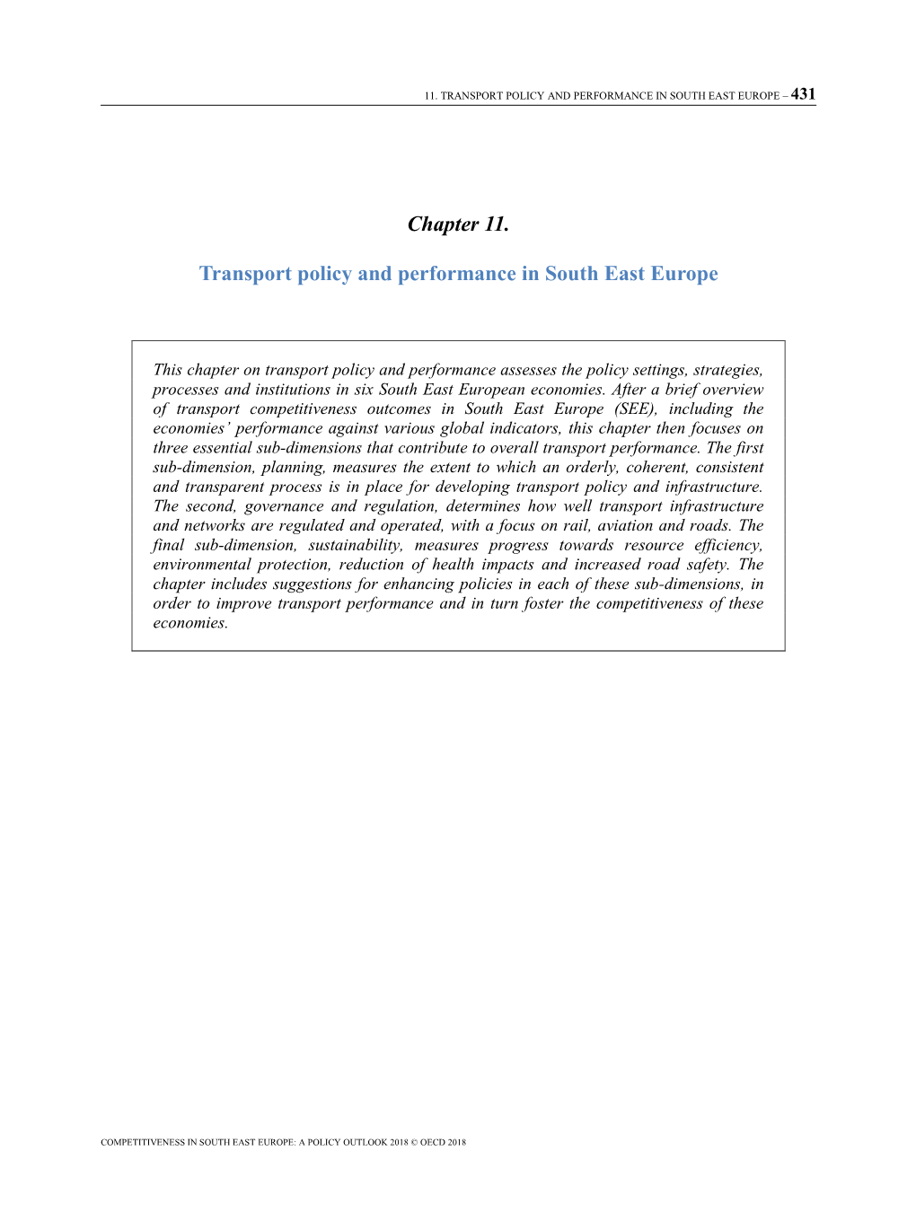Chapter 11. Transport Policy and Performance in South East Europe