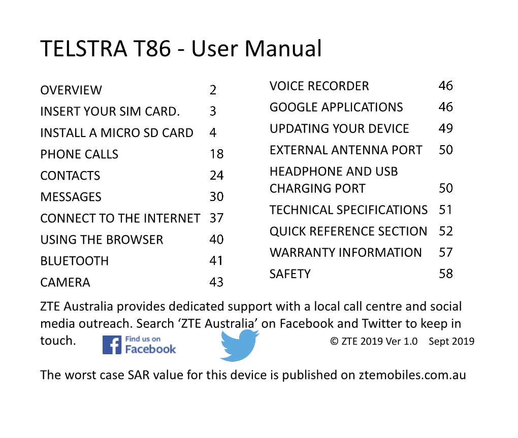 TELSTRA T86 - User Manual