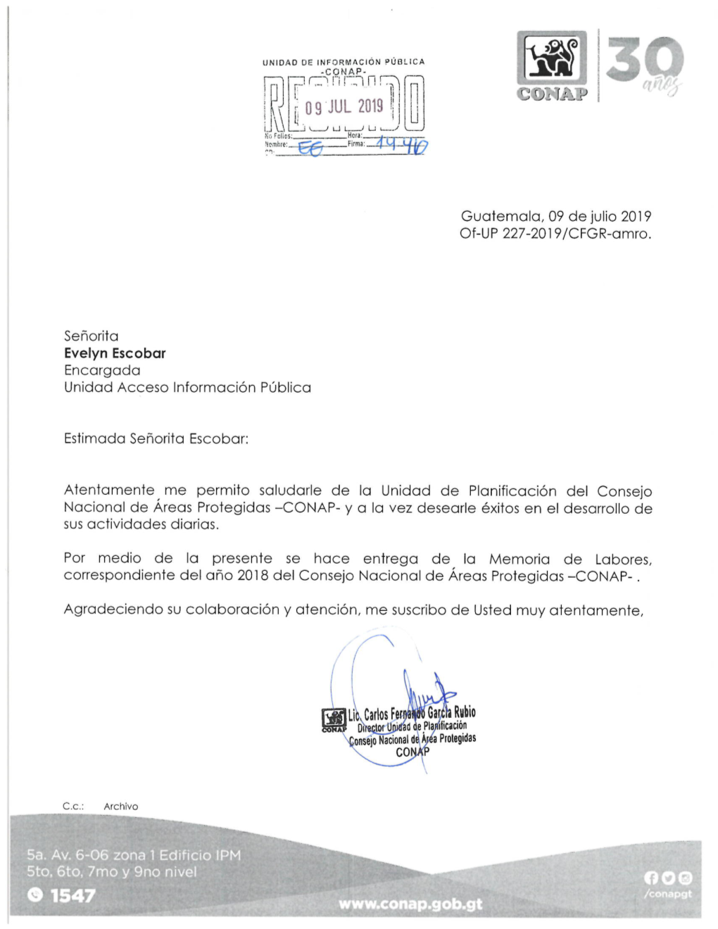 MEMORIA DE LABORES 2018 Documento Técnico No