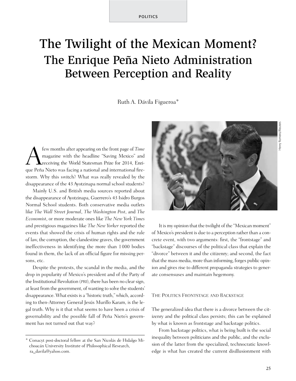 The Twilight of the Mexican Moment? the Enrique Peña Nieto Administration Between Perception and Reality