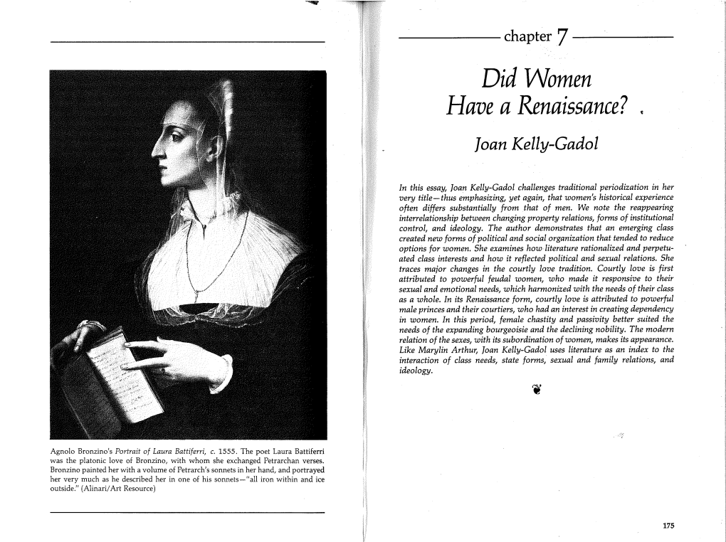 Did Women Have a Renaissance? Joan Kelly-Gadol