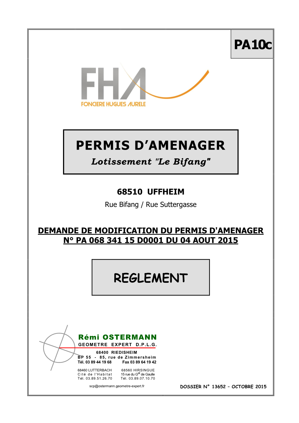 Permis D'amenager N° Pa 068 341 15 D0001 Du 04 Aout 2015