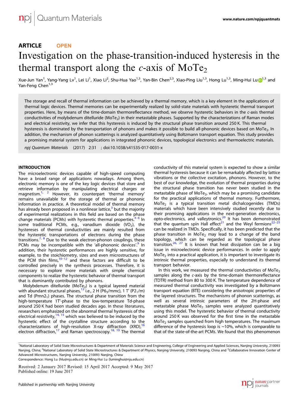 Investigation on the Phase-Transition-Induced Hysteresis