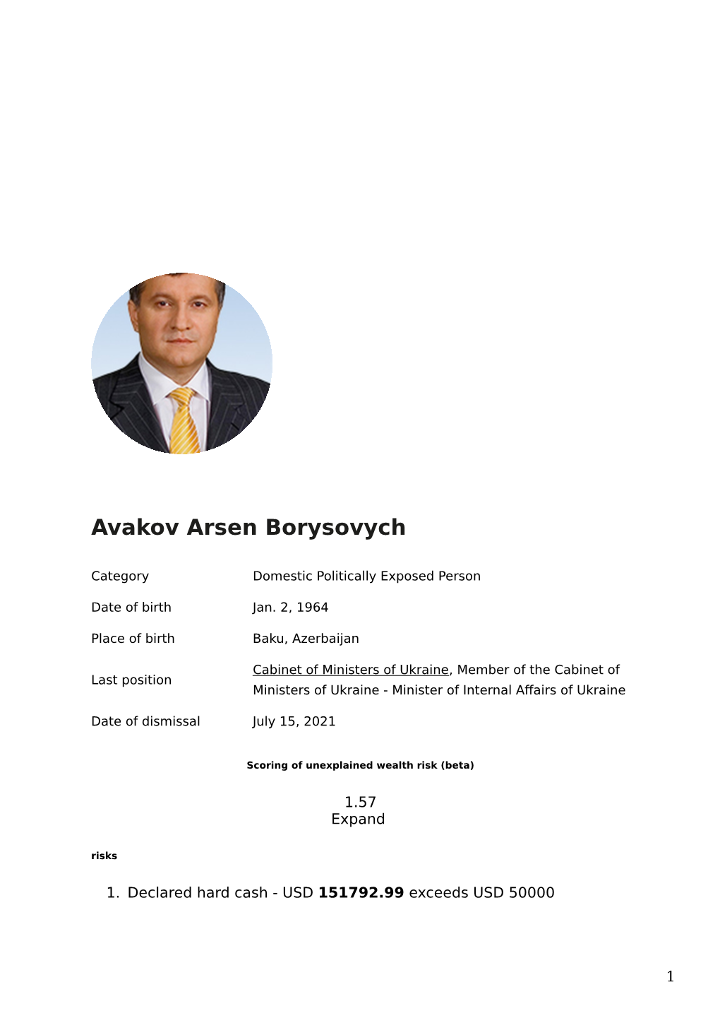 Dossier Avakov Arsen Borysovych, Cabinet of Ministers of Ukraine