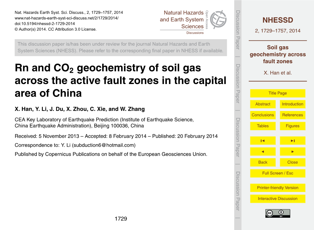 Soil Gas Geochemistry Across Fault Zones