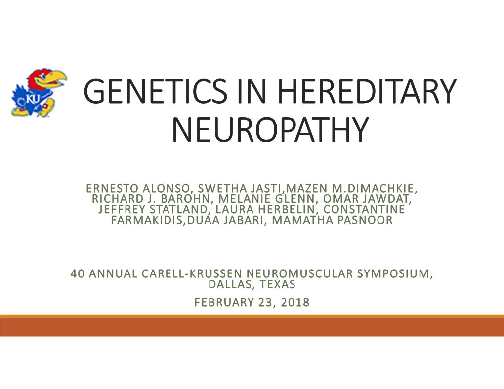 Genetics in Hereditary Neuropathy
