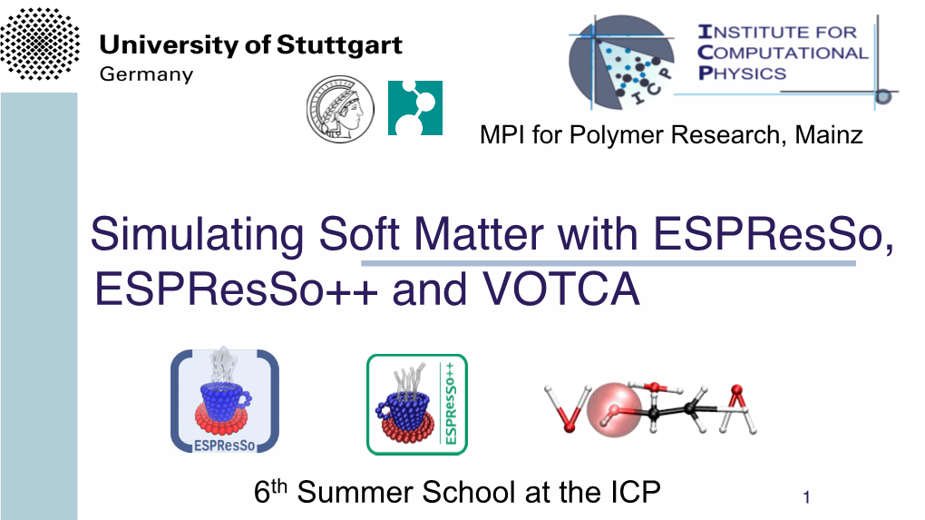 Simulating Soft Matter with Espresso, Espresso++ and VOTCA