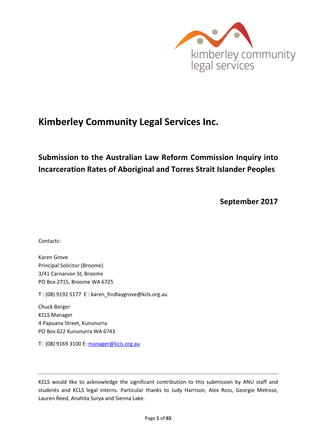 Kimberley Community Legal Services Inc