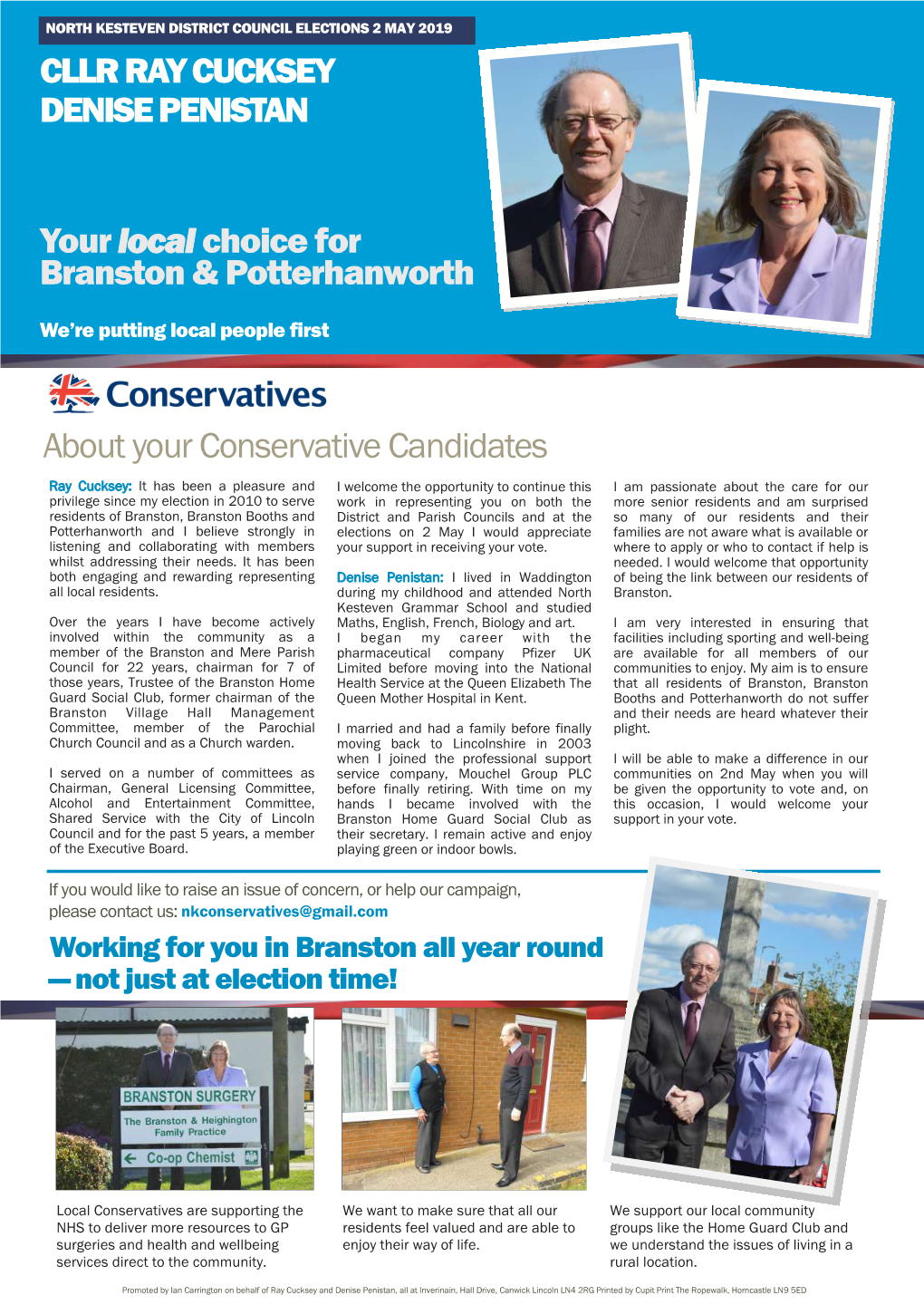 About Your Conservative Candidates CLLR RAY CUCKSEY DENISE