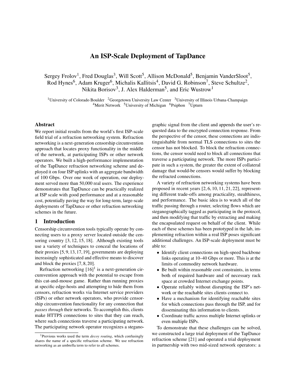 An ISP-Scale Deployment of Tapdance