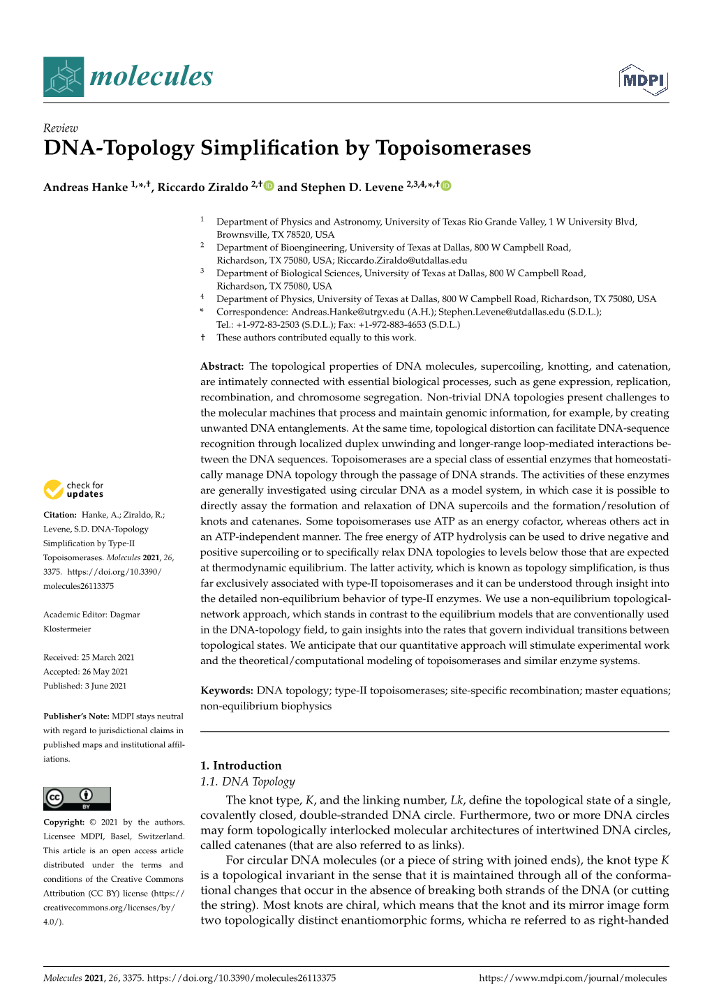 DNA-Topology Simplification by Topoisomerases