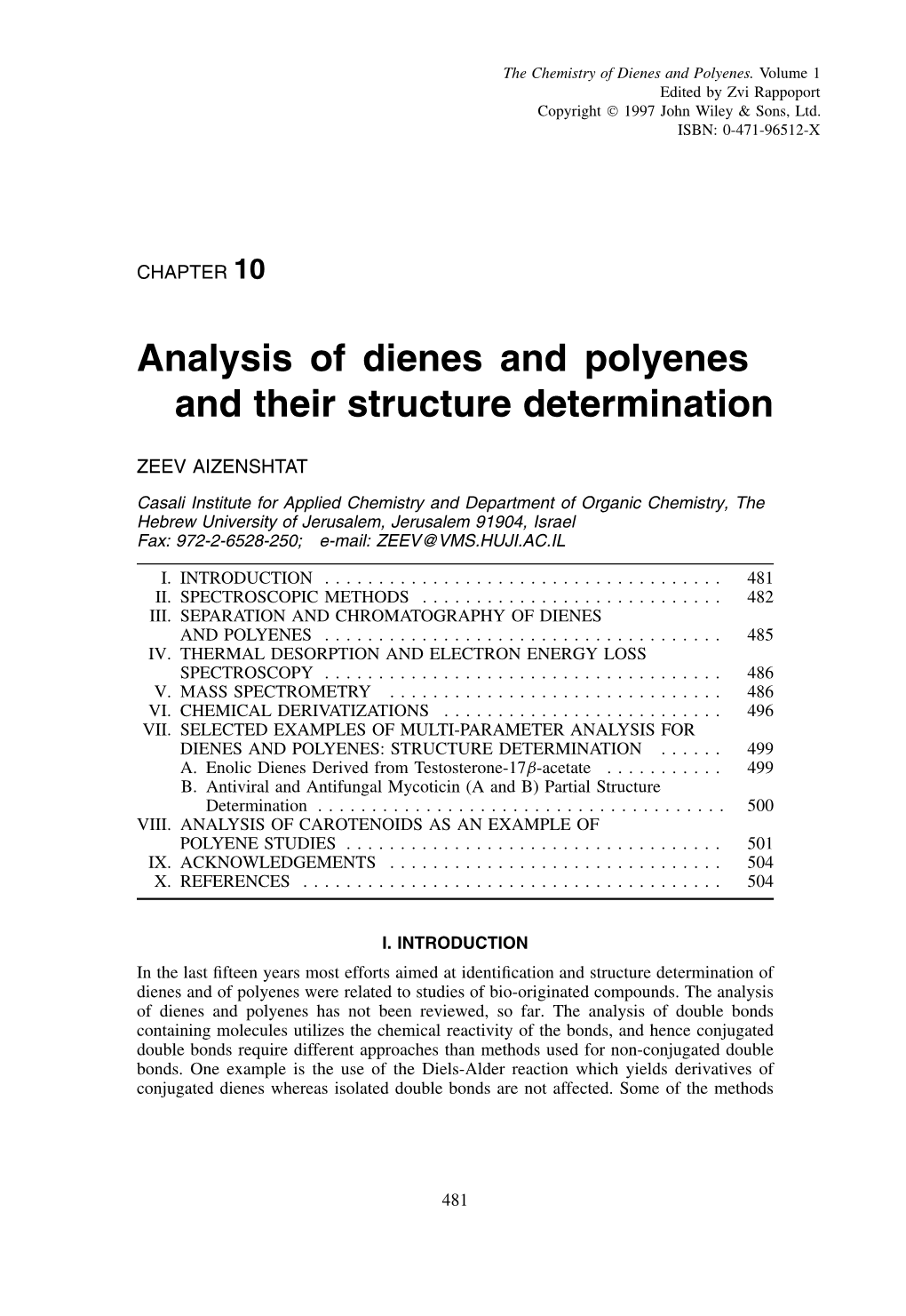 Analysis of Dienes and Polyenes and Their Structure Determination