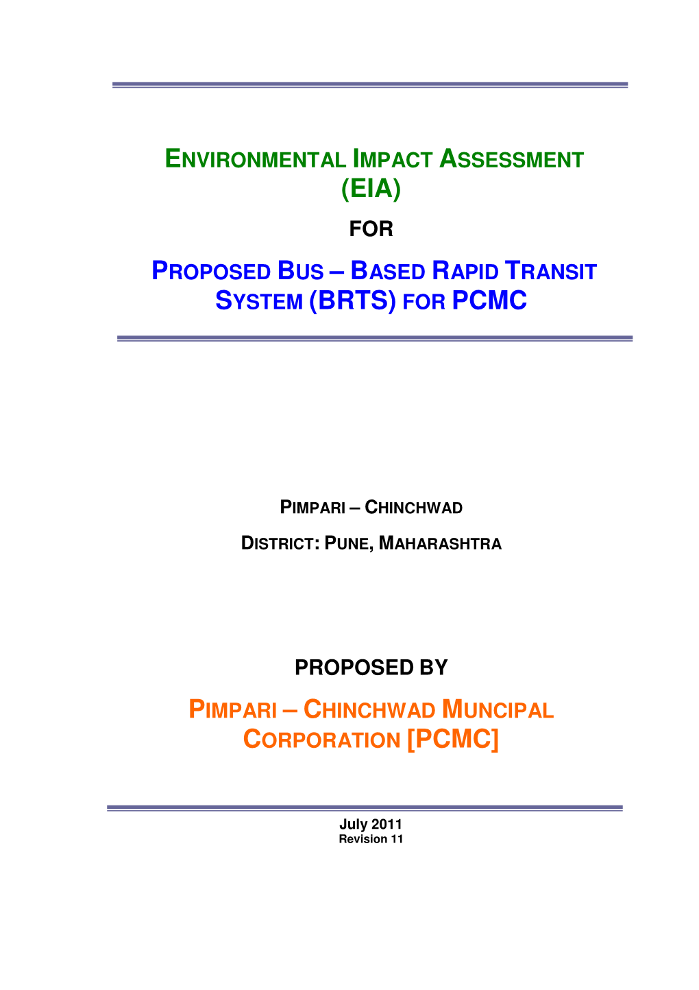 Eia) for Proposed Bus – Based Rapid Transit System (Brts