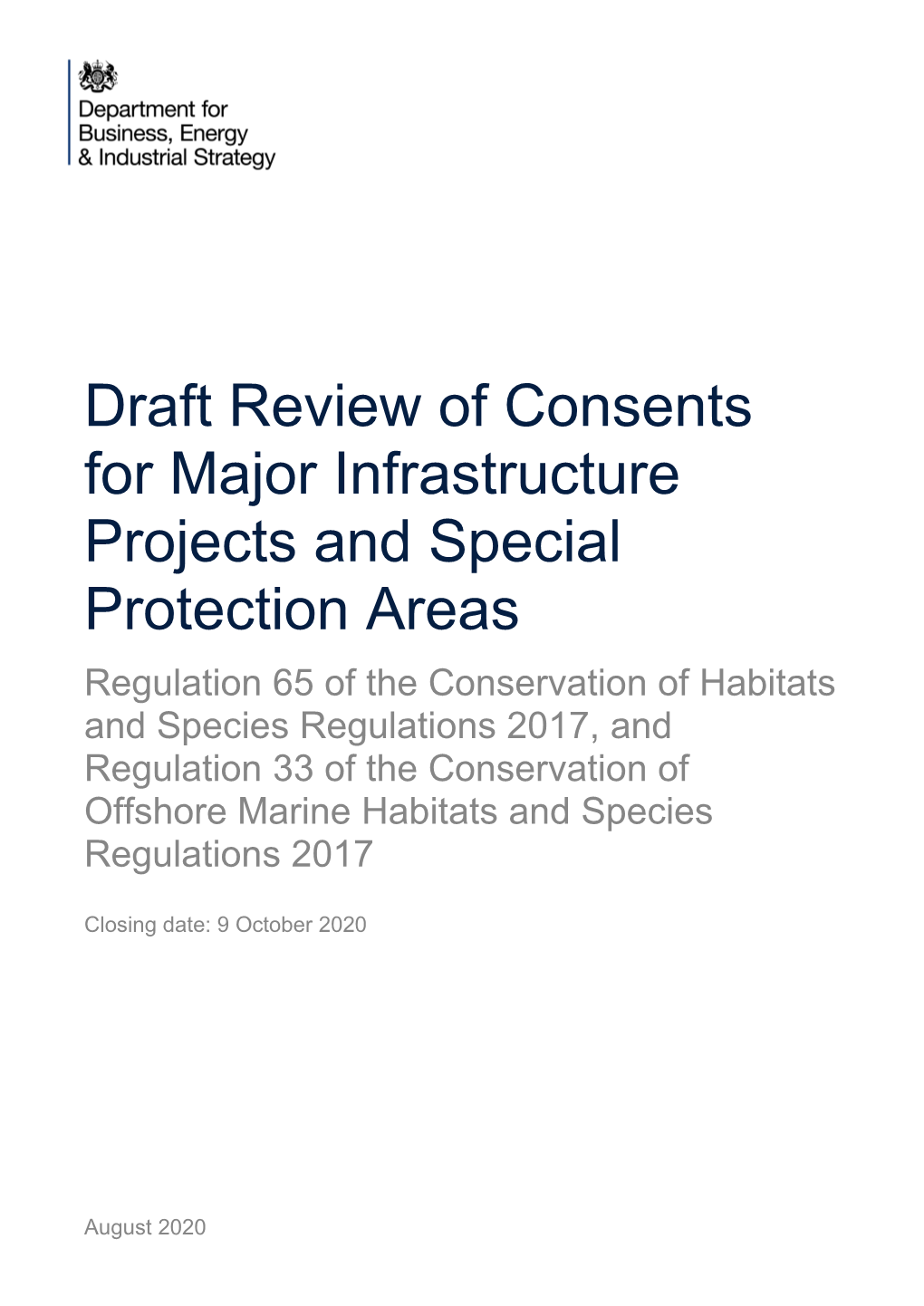 Draft Review of Consents for Major Infrastructure Projects and Special