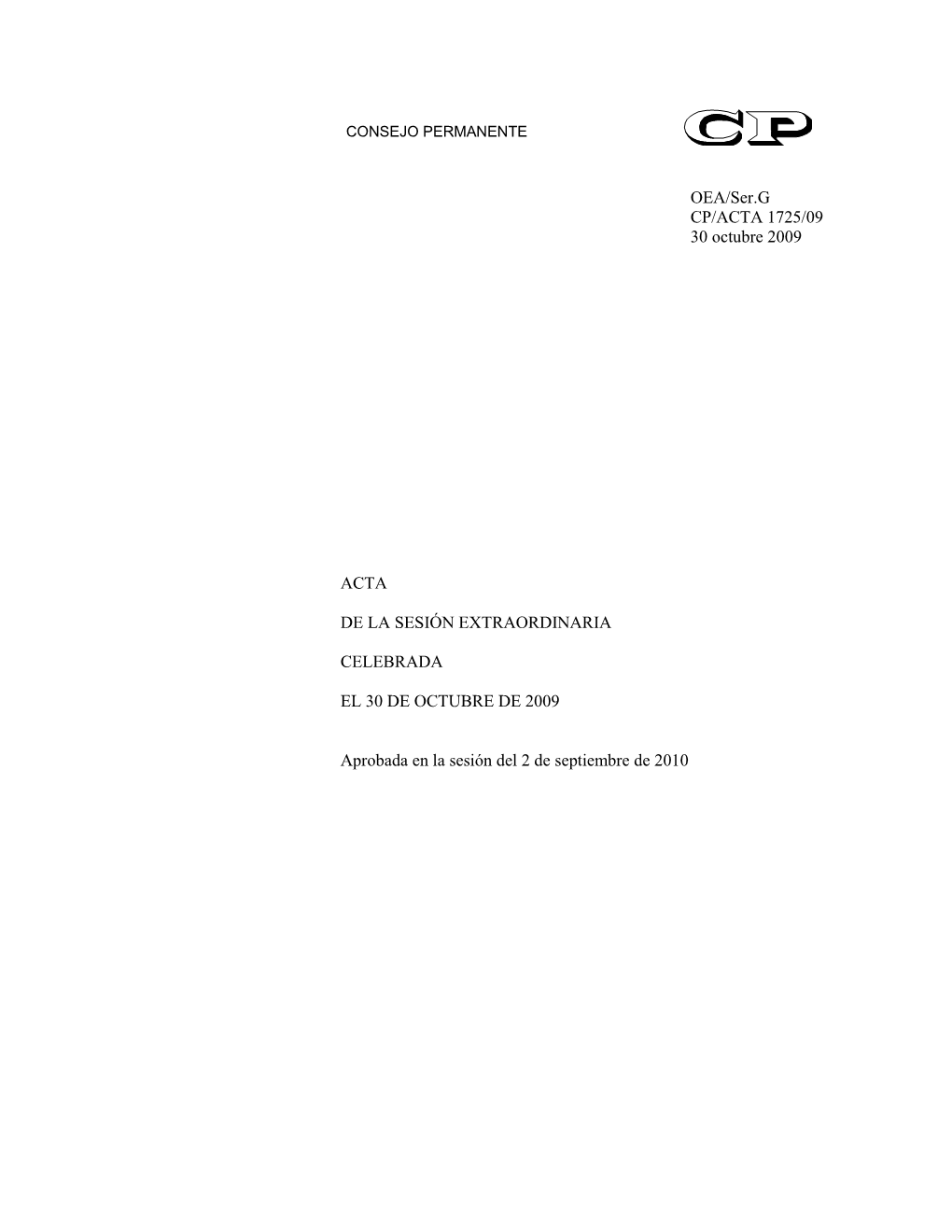 CP/ACTA 1725/09 30 Octubre 2009