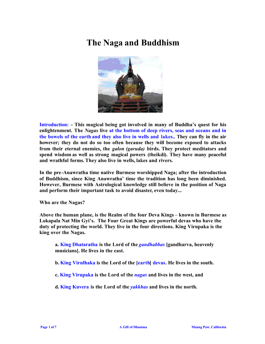 The Naga of Buddhist Religion