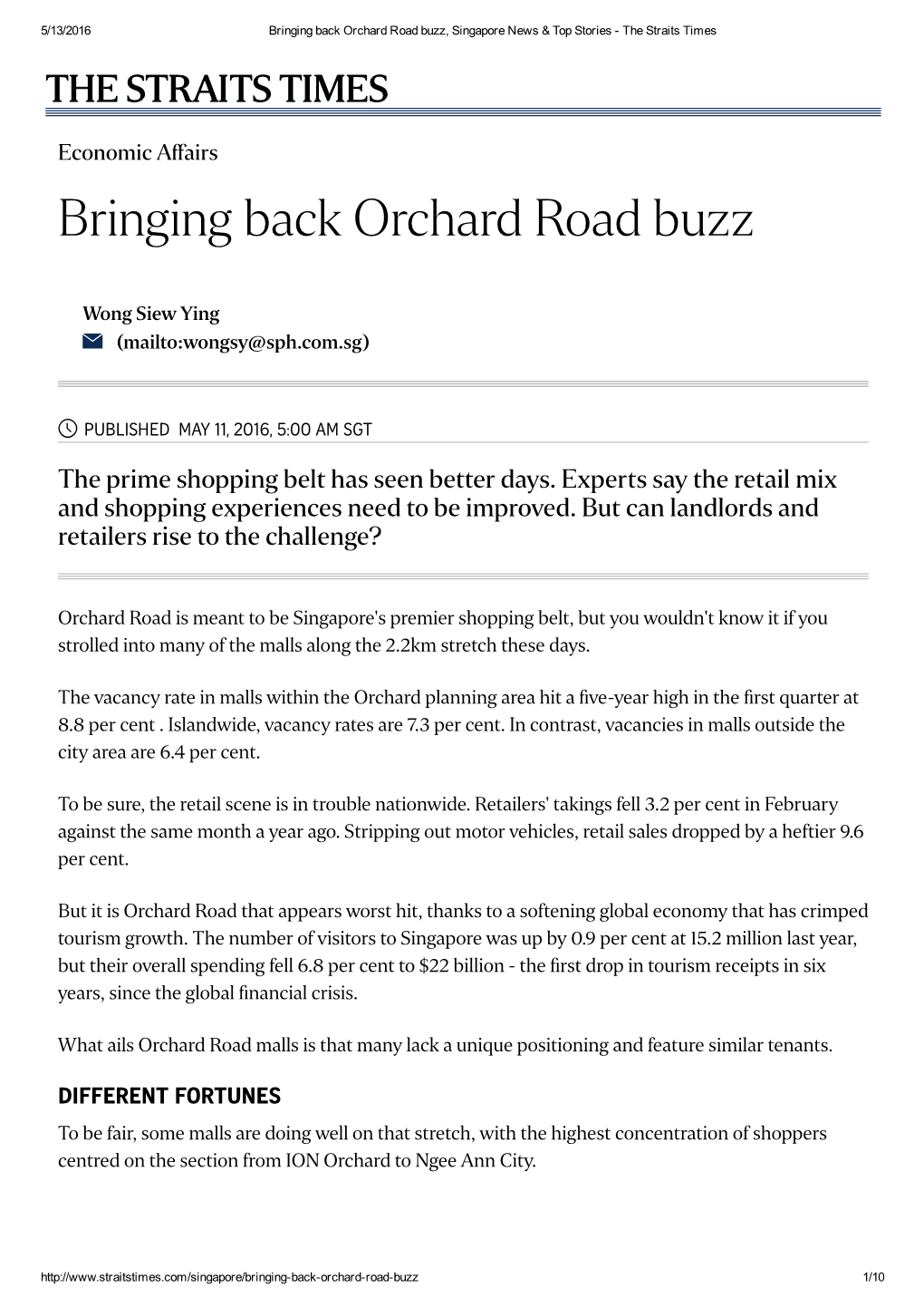 Bringing Back Orchard Road Buzz, Singapore News & Top Stories ­ the Straits Times the STRAITS TIMES