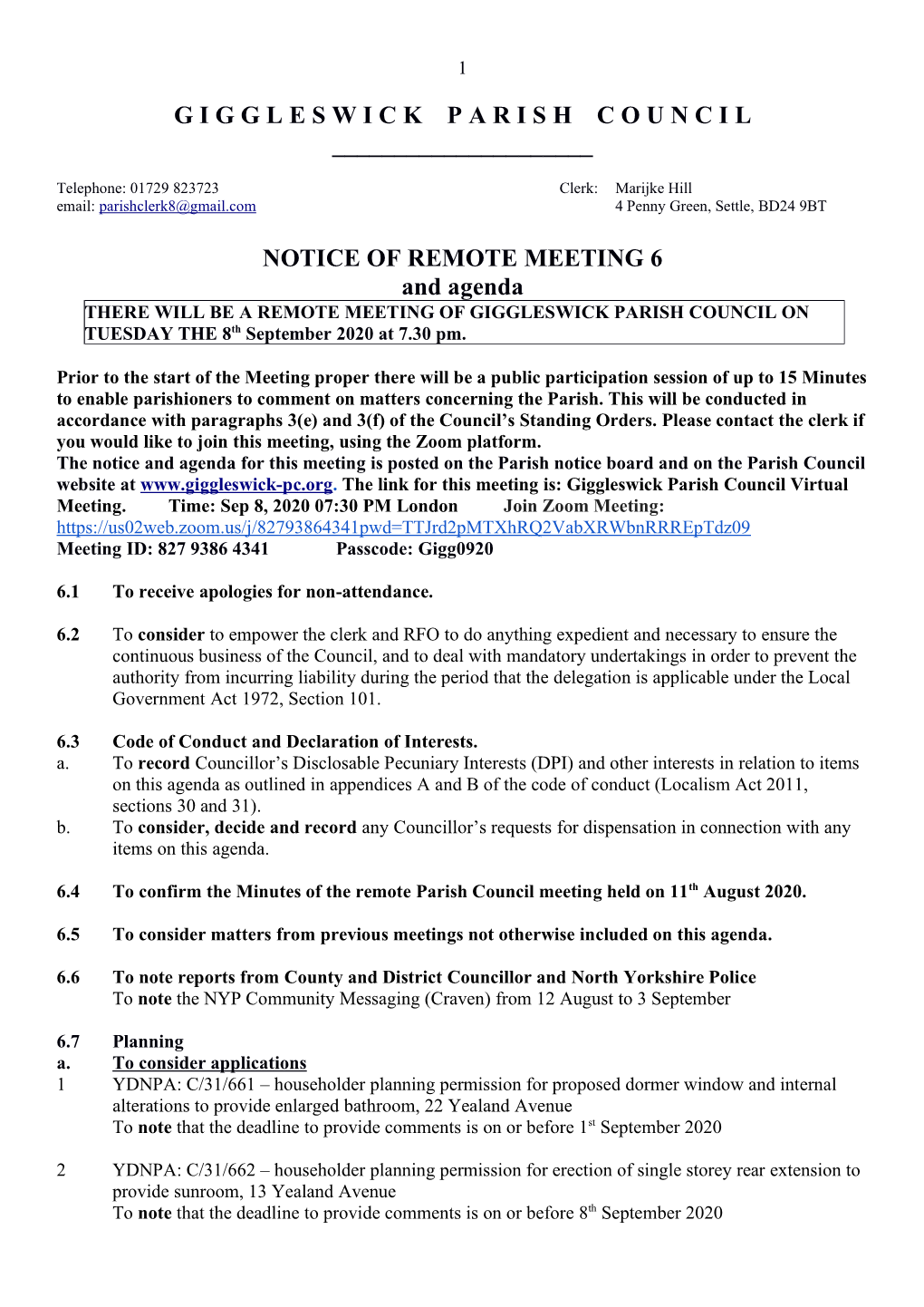 6. Notice of Remote Meeting September 2020.Docx