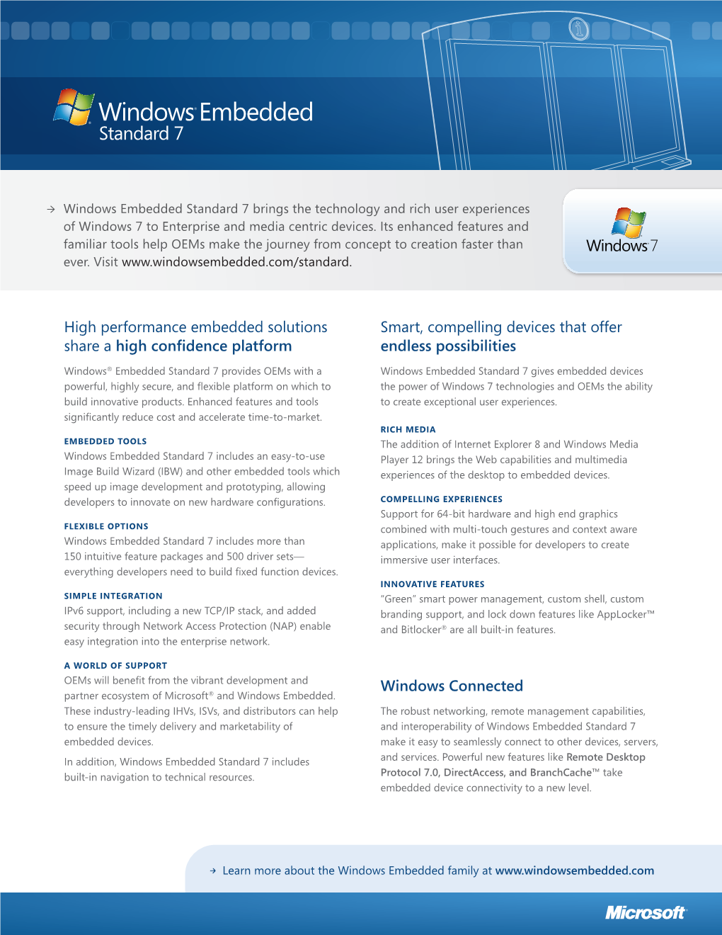 An Overview Datasheet About Microsoft Embedded Standard 7