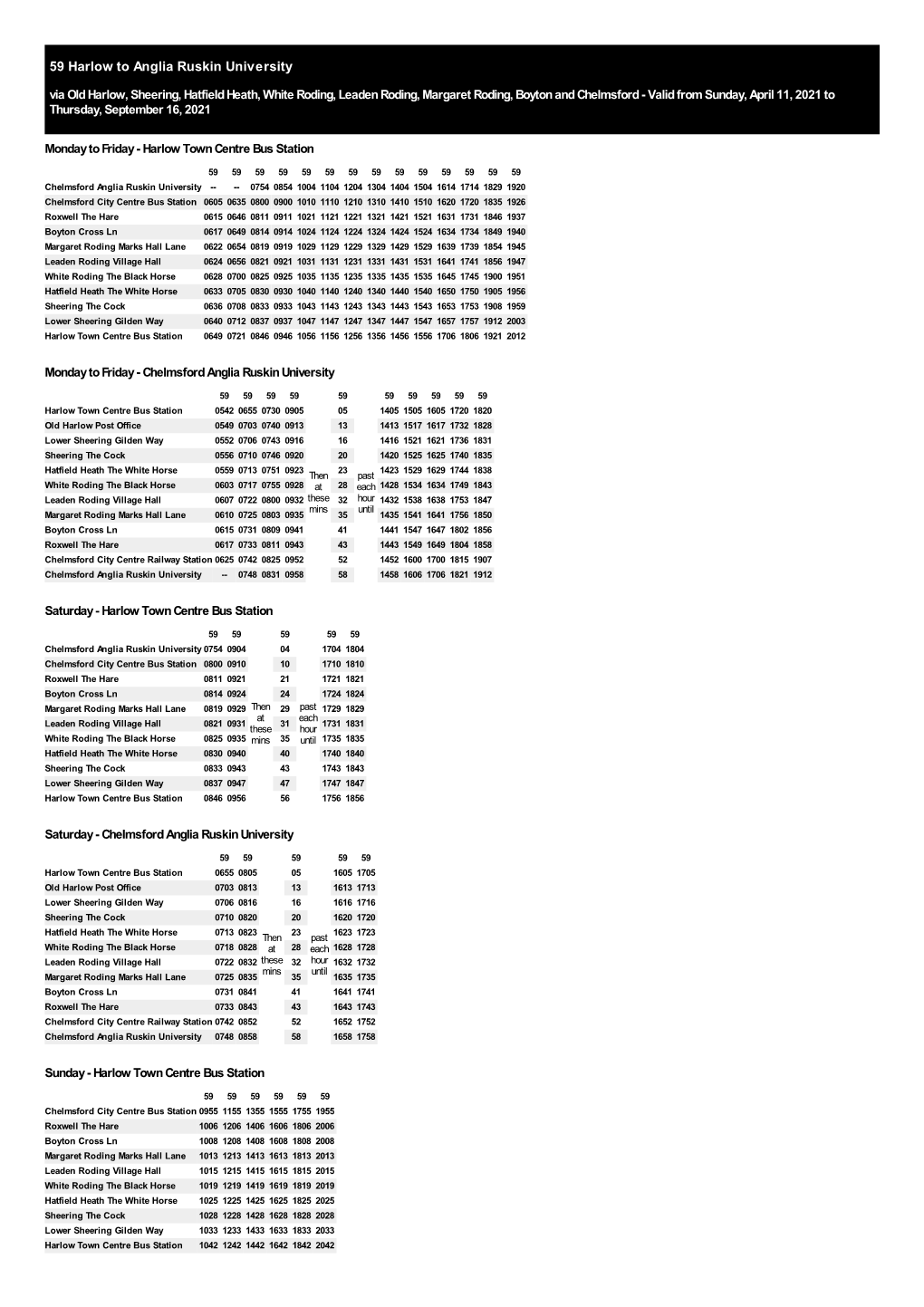 59 Harlow to Anglia Ruskin University