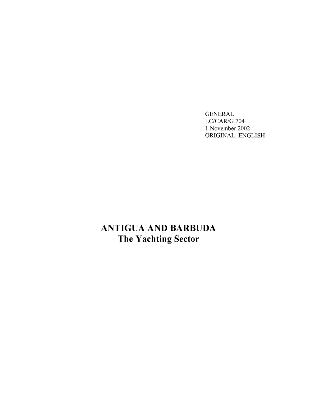 ANTIGUA and BARBUDA the Yachting Sector Acknowledgement