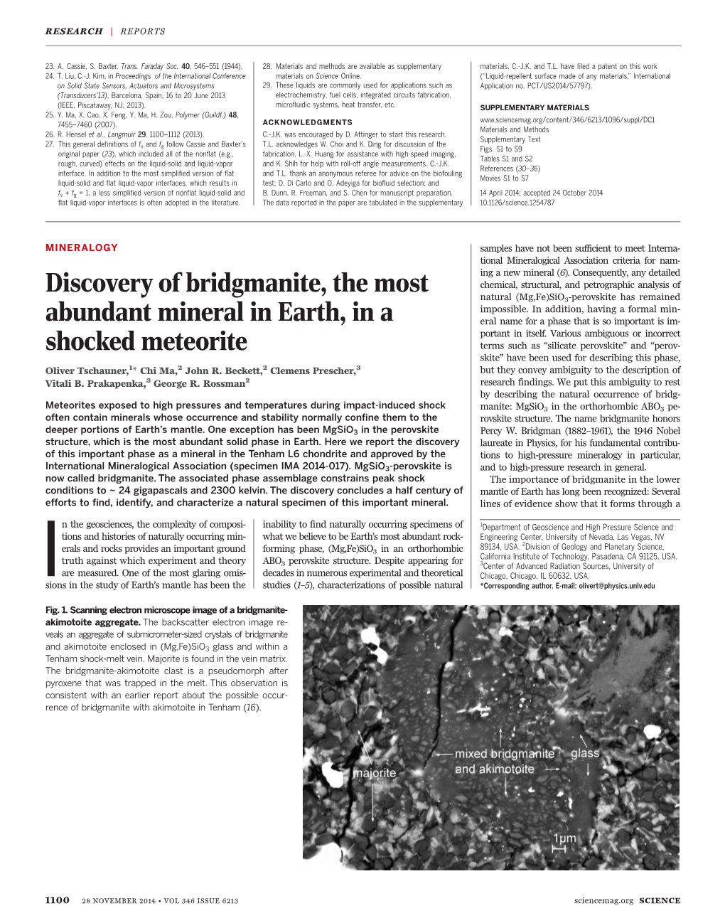 Discovery of Bridgmanite, the Most Abundant Mineral in Earth, in A