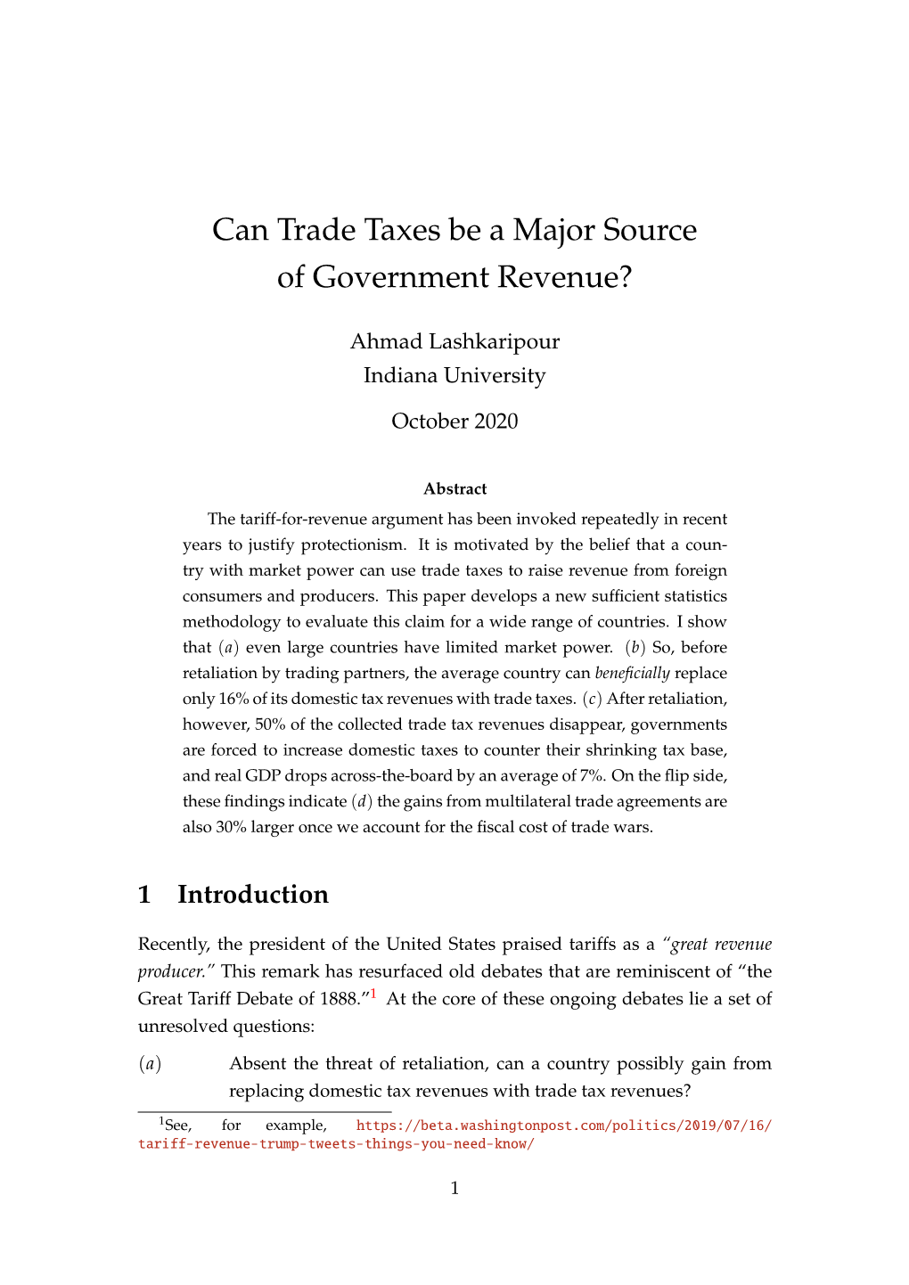 Can Trade Taxes Be a Major Source of Government Revenue?