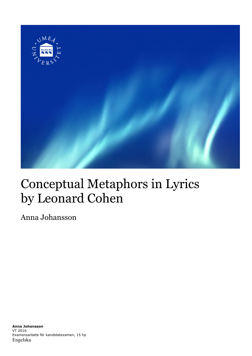 Conceptual Metaphors in Lyrics by Leonard Cohen