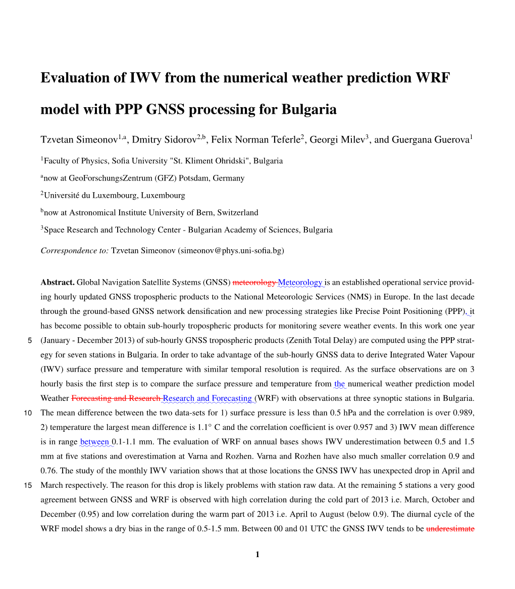 Evaluation of IWV from the Numerical Weather Prediction WRF