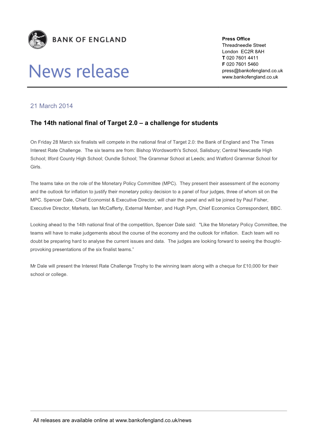 The 14Th National Final of Target 2.0 – a Challenge for Students