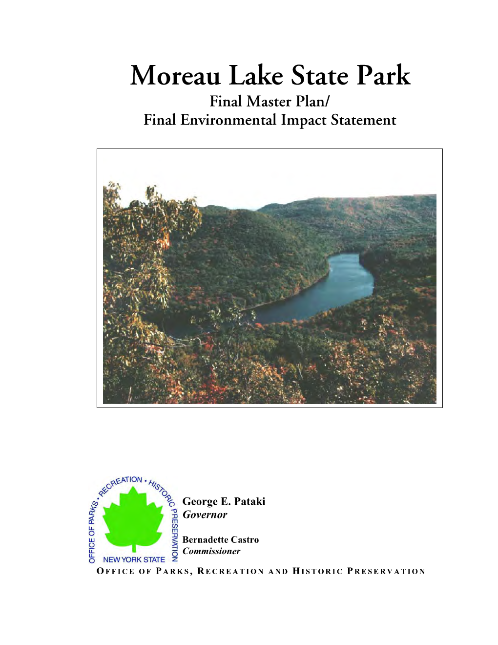 Moreau Lake State Park Final Master Plan/ Final Environmental Impact Statement
