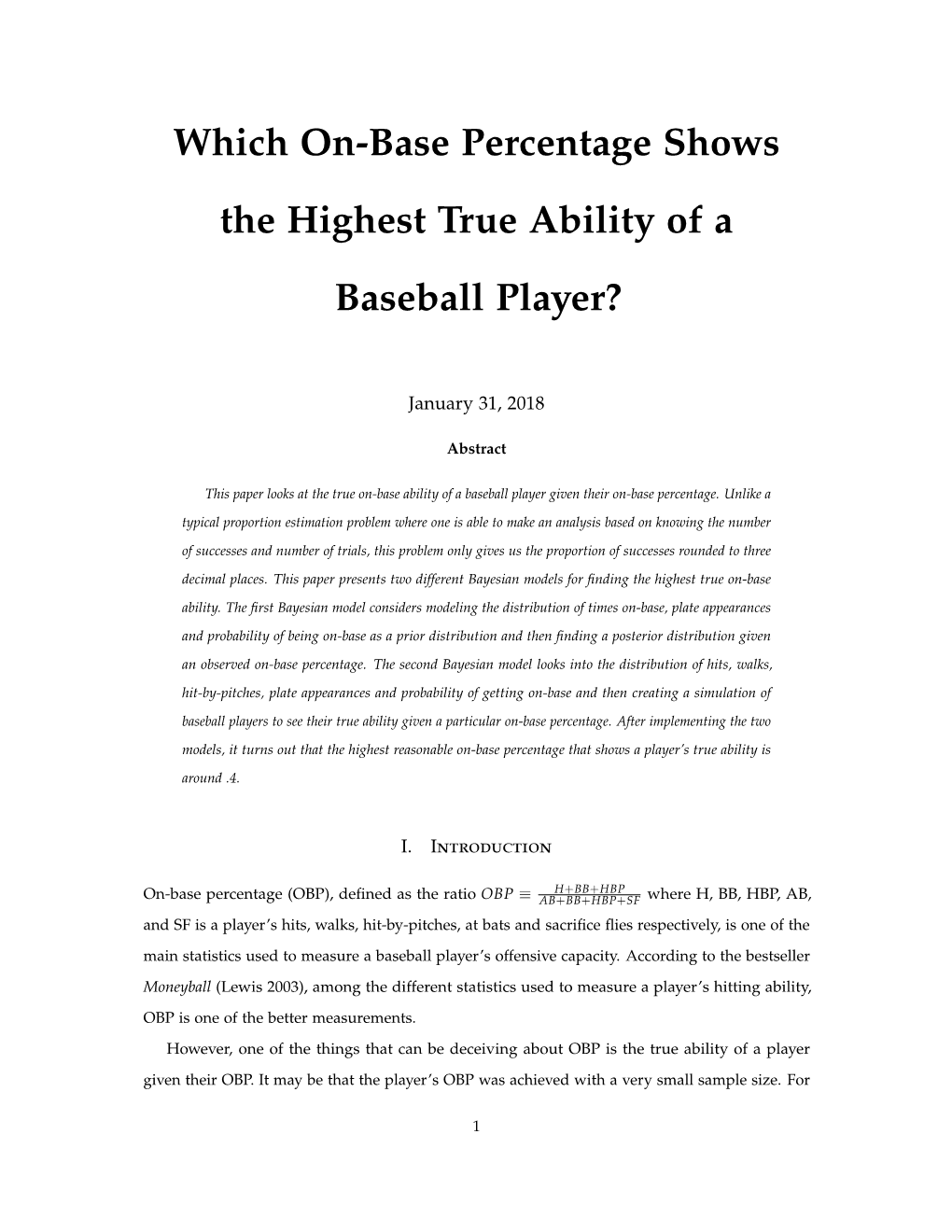 Which On-Base Percentage Shows the Highest True Ability of a Baseball Player?