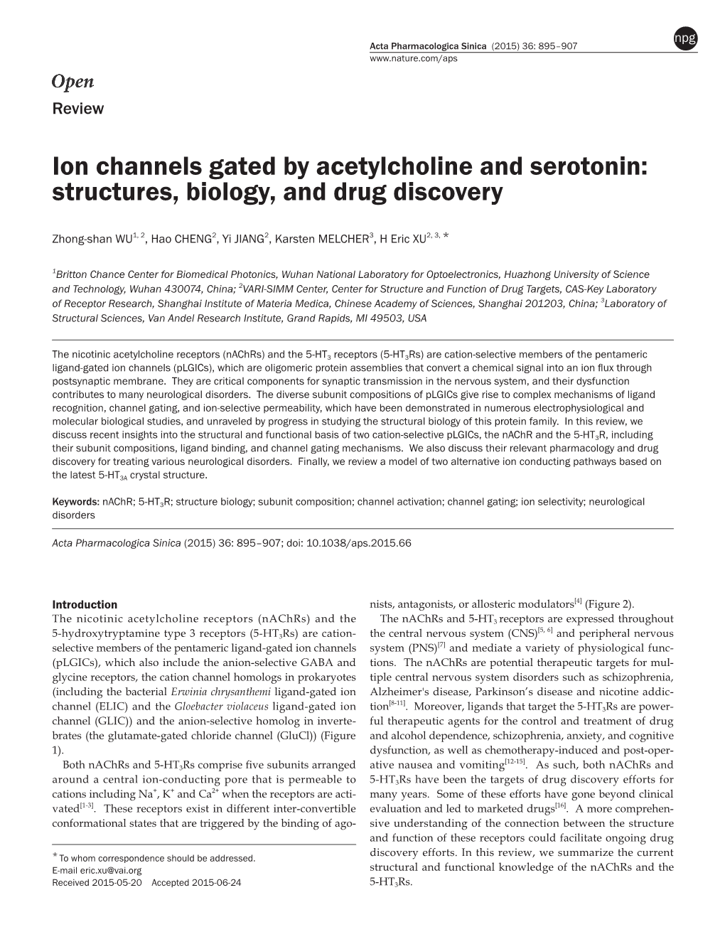 Ion Channels Gated by Acetylcholine and Serotonin: Structures, Biology, and Drug Discovery