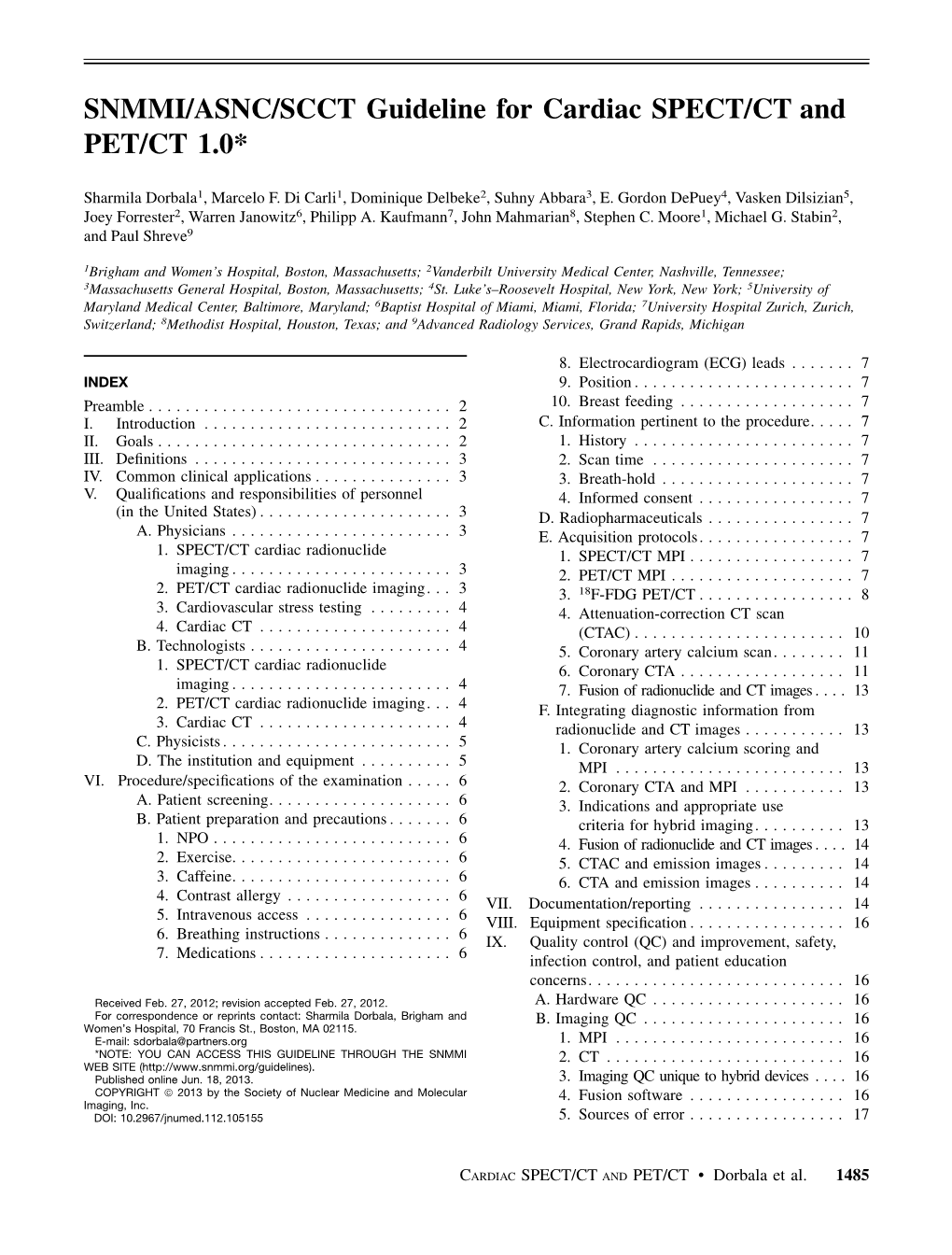 SNMMI/ASNC/SCCT Guideline for Cardiac SPECT/CT and PET/CT 1.0*