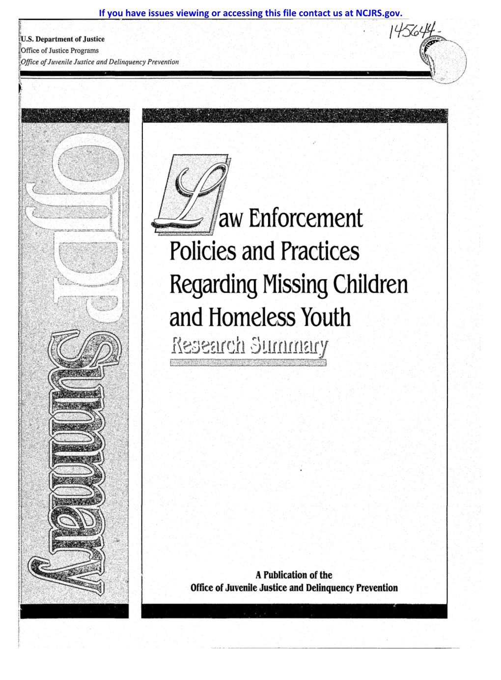 Law Enforcement Policies and Practices Regarding Missing Children and Homeless Youth