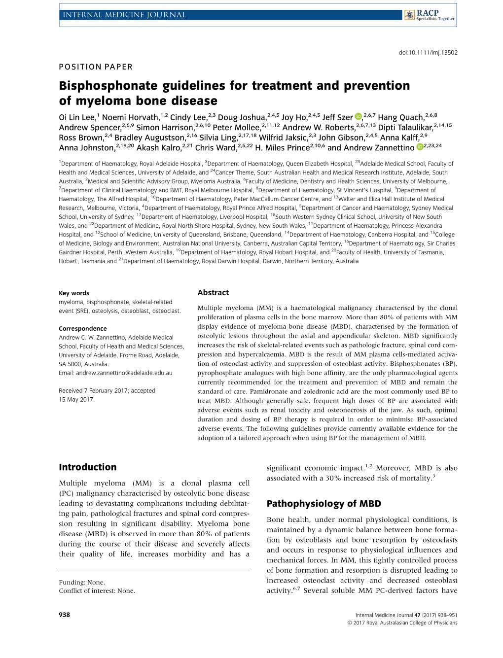 Bisphosphonate Guidelines for Treatment and Prevention Of