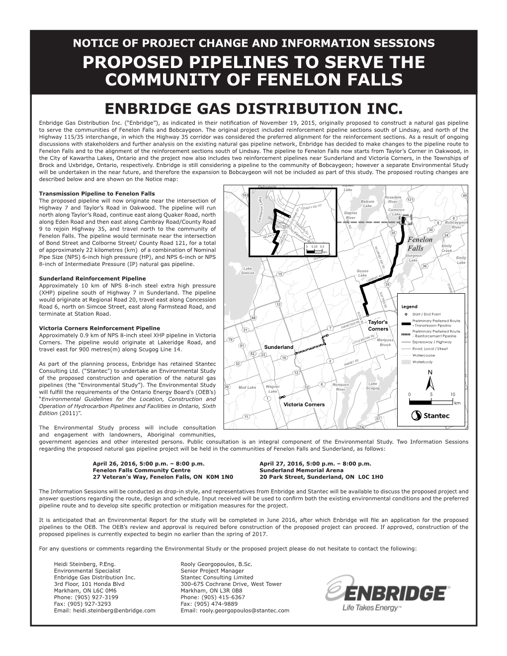 Proposed Pipelines to Serve the Community of Fenelon Falls Enbridge Gas Distribution Inc