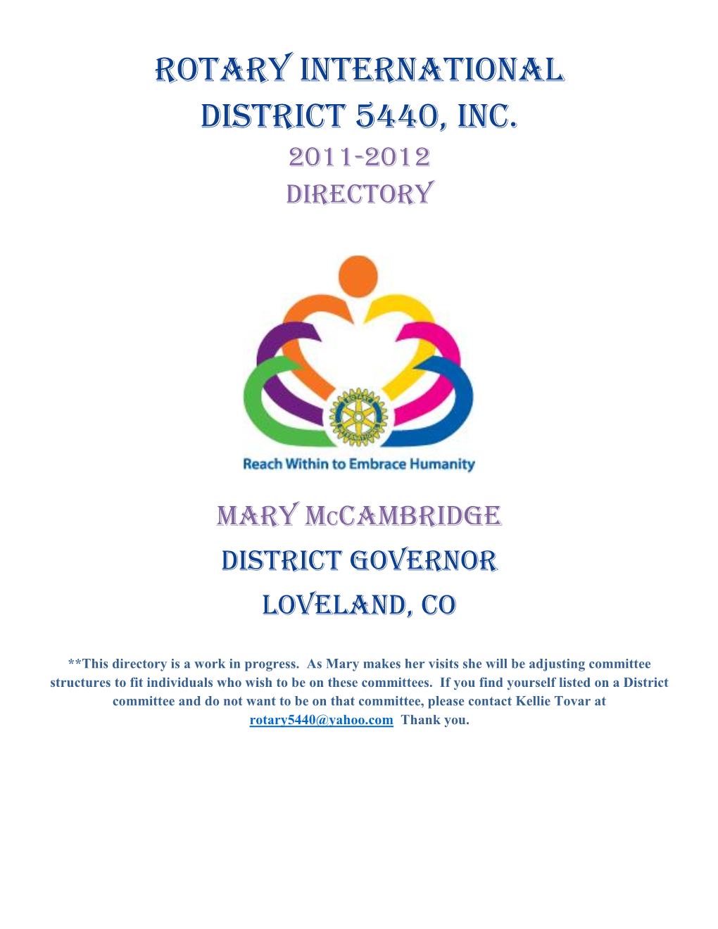 Rotary International District 5440, Inc. 2011-2012 DIRECTORY