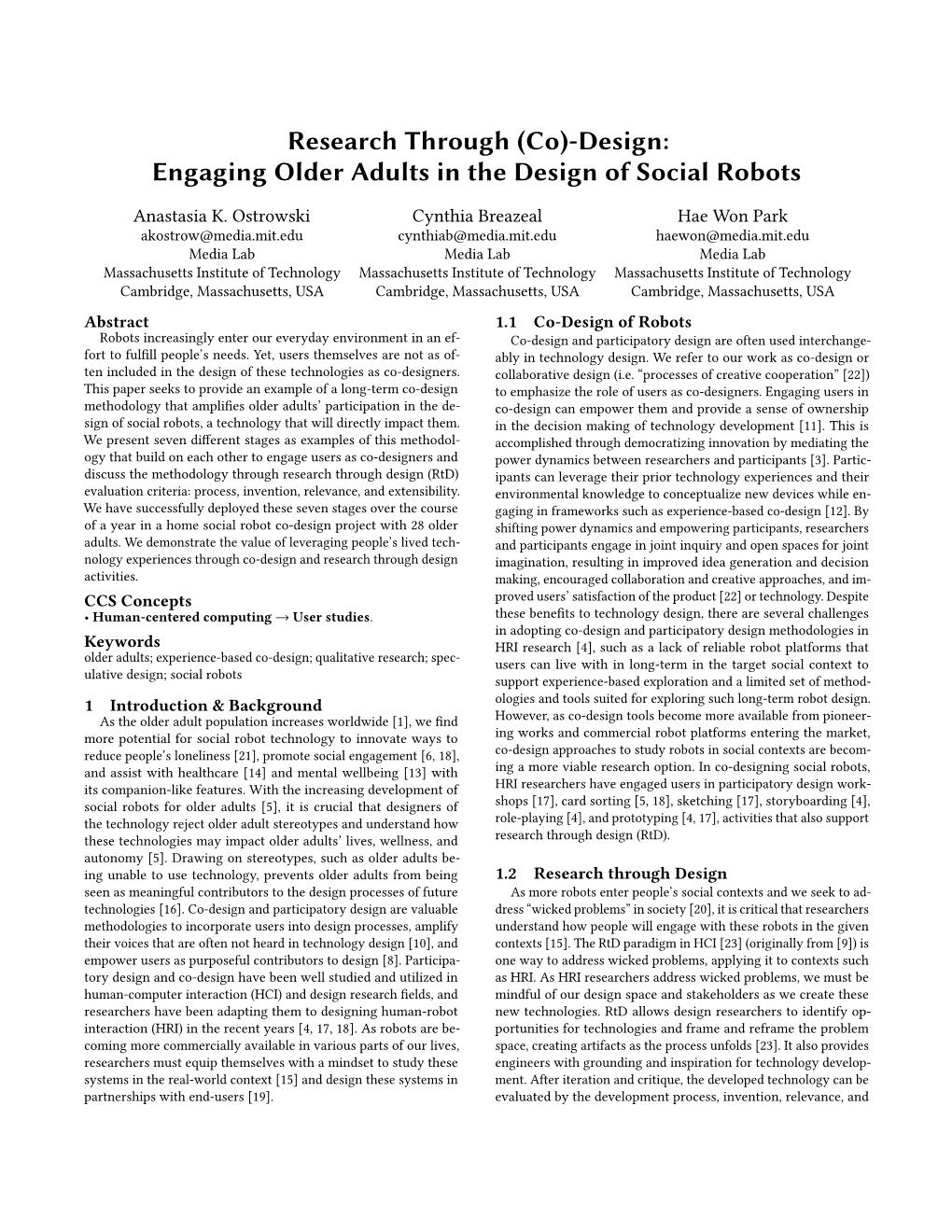 Engaging Older Adults in the Design of Social Robots