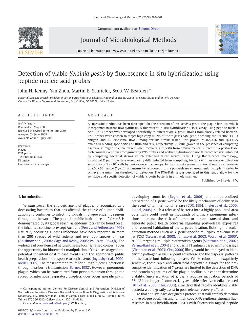 Detection of Viable Yersinia Pestis by Fluorescence in Situ Hybridization