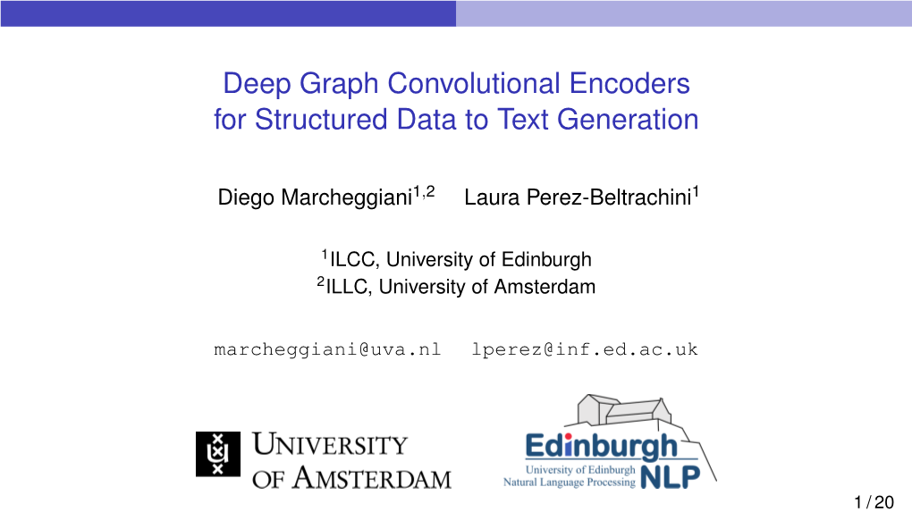 Deep Graph Convolutional Encoders for Structured Data to Text Generation