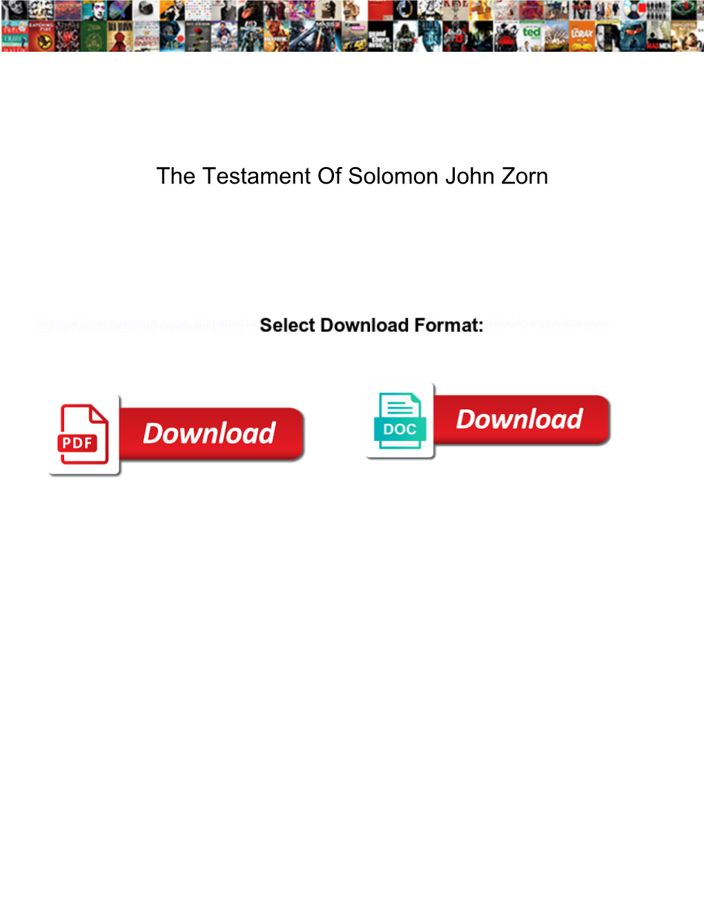 The Testament of Solomon John Zorn