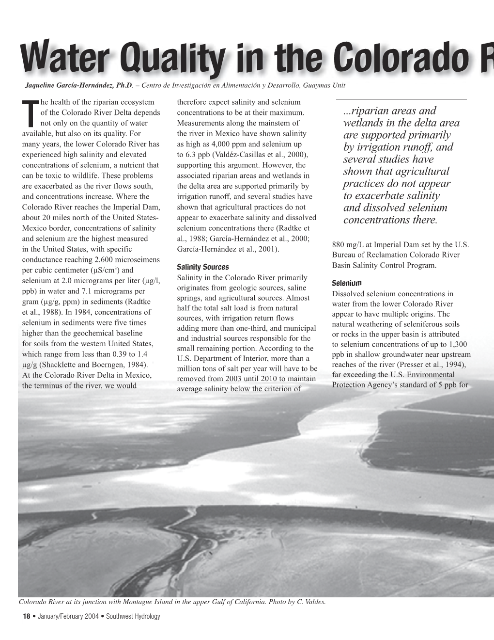 Water Quality in the Colorado River Delta Jaqueline García-Hernández, Ph.D